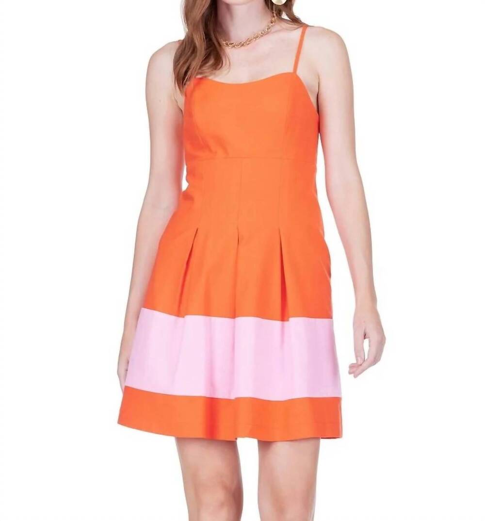 NEW AMELIA'S pleated block sundress in orange